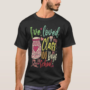 Camiseta Eu Amo Minha Turma Há 100 Dias De Escola Corações