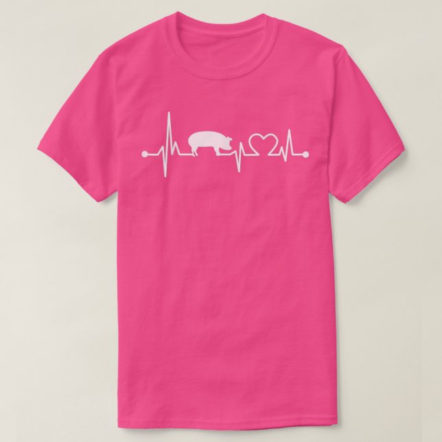 Camiseta Eu Amo Minha Válvula Cardíaca De Porco EKG Batida  (Frente do Design)