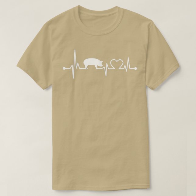 Camiseta Eu Amo Minha Válvula Cardíaca De Porco EKG Batida  (Frente do Design)
