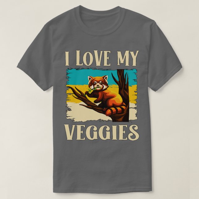 Camiseta Eu Amo Minha Veggies Red Panda Zookeeper (Frente do Design)