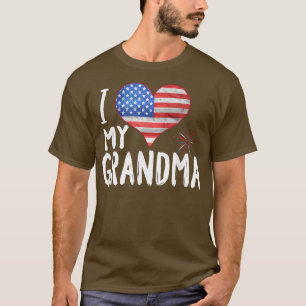 Camiseta Eu Amo Minha Vovó Dia de os pais Cardíaca Patriot