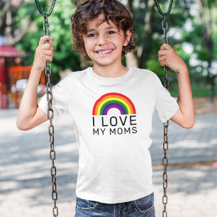Camiseta Eu Amo Minhas Cores do Arco-Íris do Mães Mês
