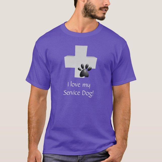 Camiseta Eu amo minhas cruz e pata do cão do serviço (Frente)
