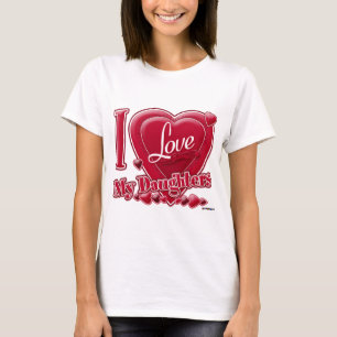 Camiseta Eu amo minhas filhas vermelhas - coração