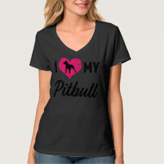 Camiseta Eu Amo Minhas Mulheres Pitbull Relaxando Ajustado