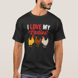 Camiseta Eu Amo Minhas Senhoras Criação de Galinhas Galinha