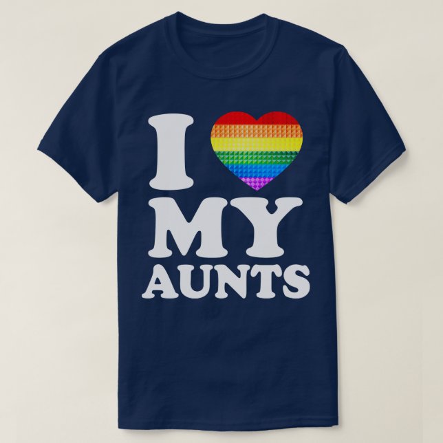 Camiseta Eu Amo Minhas Tias Arco-Íris Orgulho gay LGBT Flag (Frente do Design)