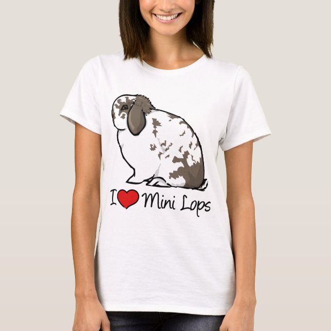 Camiseta Eu amo mini coelhos do Lop (Frente)