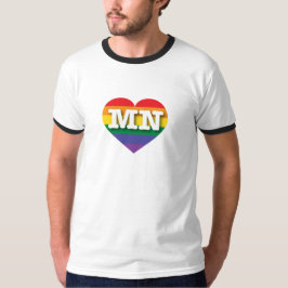 Camiseta Eu amo Minnesota Rainbow Heart