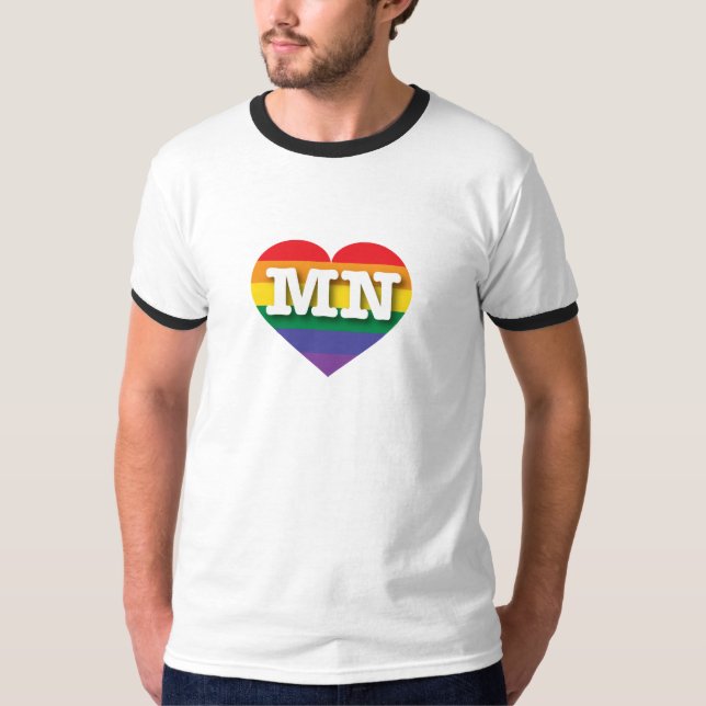 Camiseta Eu amo Minnesota Rainbow Heart (Frente)