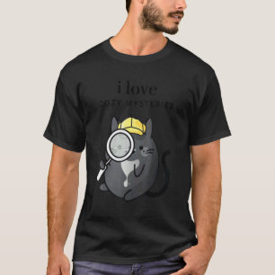 Camiseta Eu Amo Mistérios Aconchegantes Gato Tuxedo Detetiv