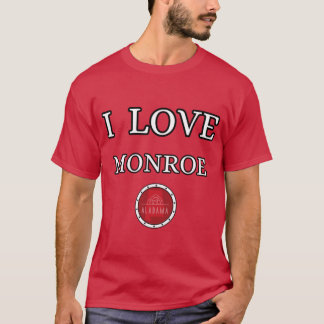 Camiseta EU AMO MONROE Condado de Alabam Estados Unidos da