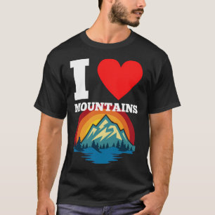 Camiseta Eu Amo Montanhas Design de Coração Para A Montanha