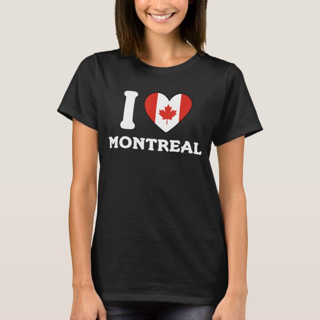 Camiseta Eu amo Montreal Canada Heart Flag 1 (Frente)