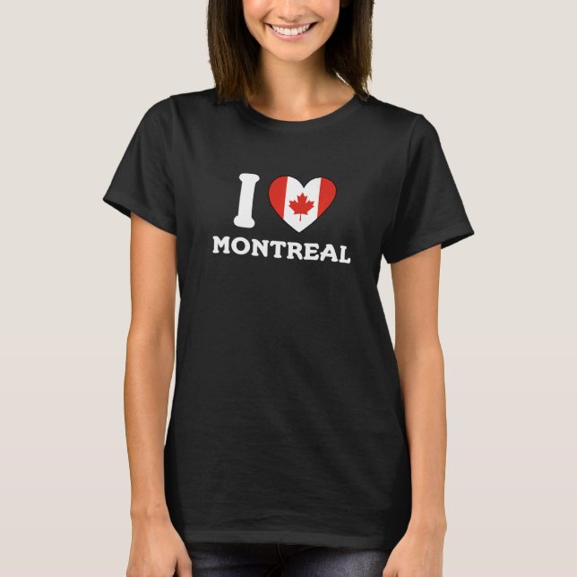 Camiseta Eu amo Montreal Canada Heart Flag 2 (Frente)