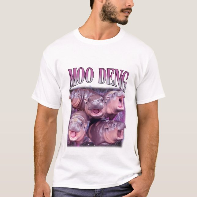 Camiseta Eu amo Moo Deng Bootleg Eu te amo Bouncy Pig (Frente)