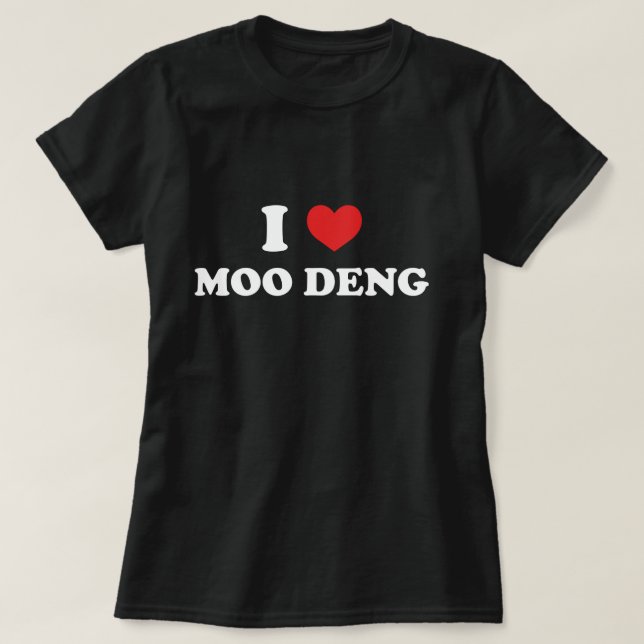 Camiseta Eu Amo Moo Deng I Heart Moo Deng Engraçado Cute Hi (Frente do Design)