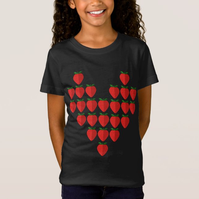 Camiseta Eu Amo Morangos Berry Fruta Arte (Frente)