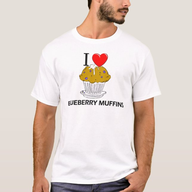 Camiseta Eu amo muffin de blueberry (Frente)