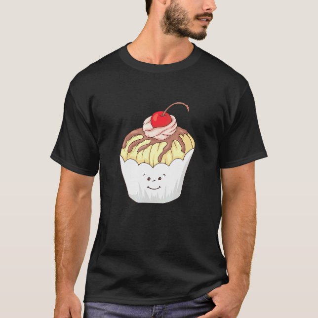 Camiseta Eu Amo Muffins Baker Candy Burgando Comida (Frente)