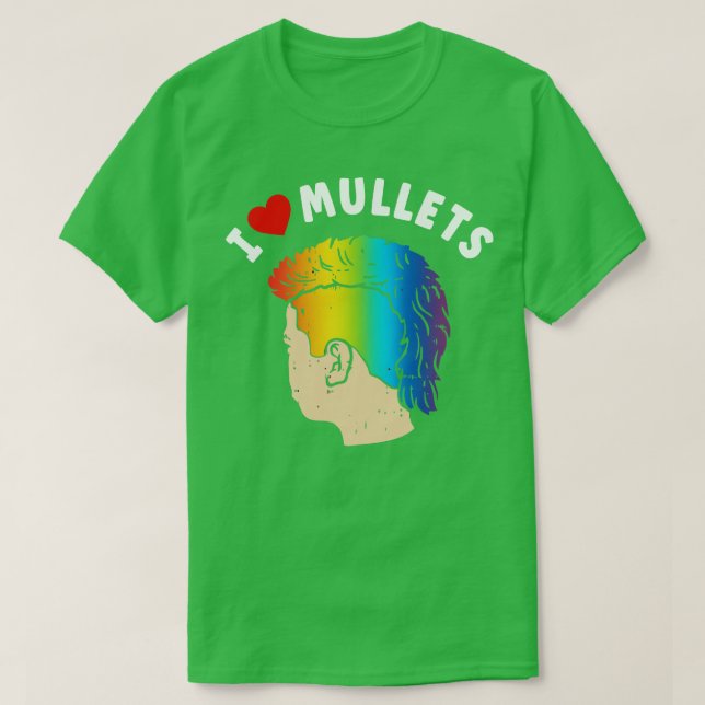 Camiseta Eu Amo Mullets Funny Mullet Rainbow Pride Sty (Frente do Design)
