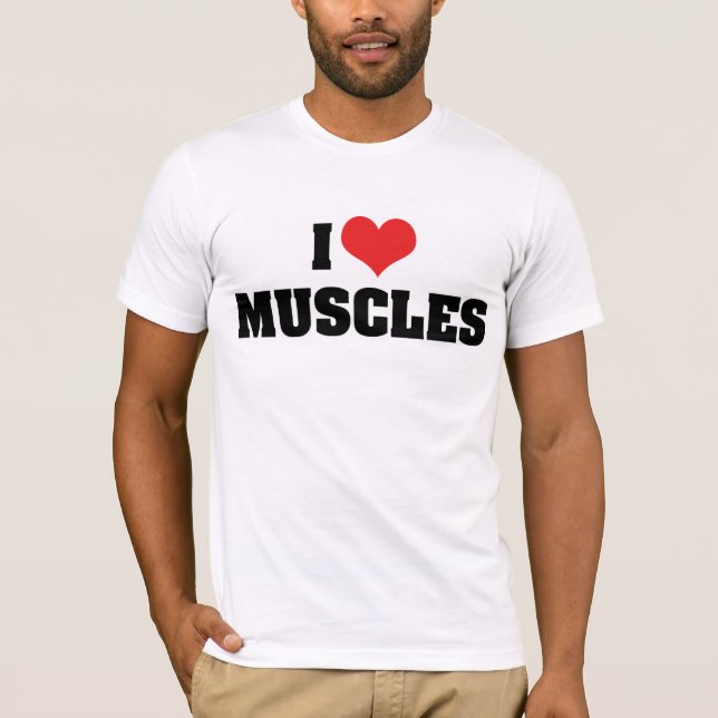 Camiseta Eu Amo Músculos Cardíacos - Construtor Muscular (Frente)