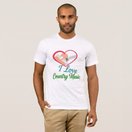 Camiseta Eu amo música country - Heart and Guitar Design