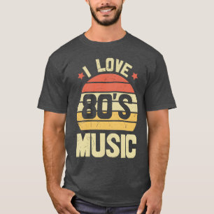 Camiseta Eu Amo Música dos Anos 80 Retro Vintage menino