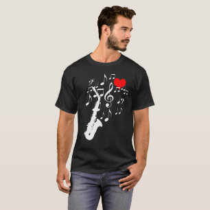 Camiseta Eu amo música saxofone, engraçada