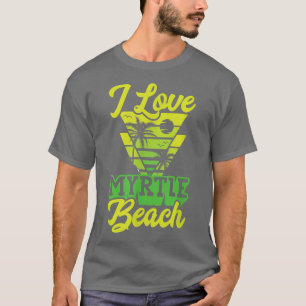 Camiseta Eu Amo Myrtle Beach South Carolina Retro Palm Suns
