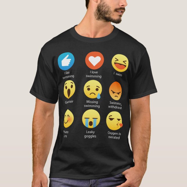 Camiseta Eu amo nadar o T engraçado do Emoticon de Emoji (Frente)