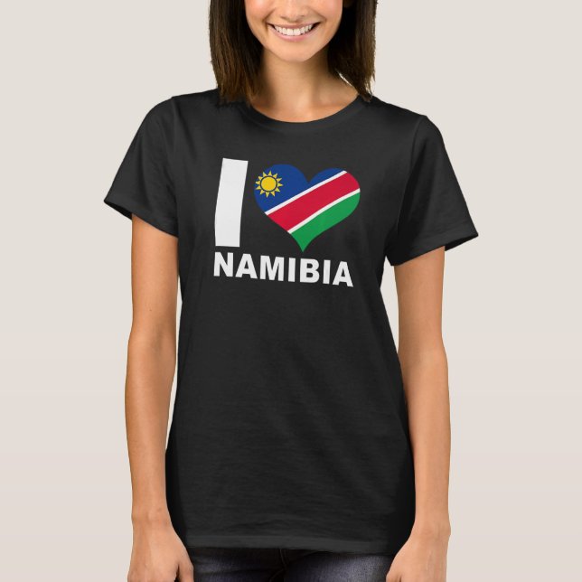 Camiseta Eu amo Namíbia Heart Flag Namibia 1 (Frente)