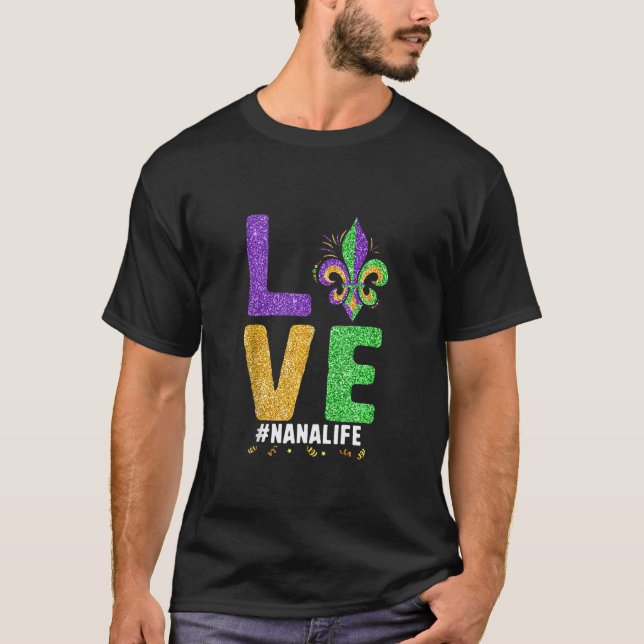 Camiseta Eu Amo Nana Life Mardi Gras Nanalife Fleur De Lis (Frente)