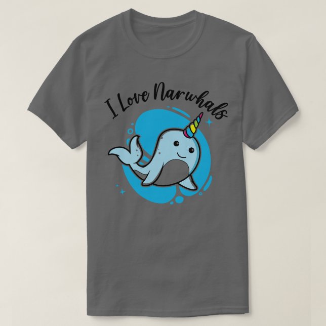 Camiseta Eu Amo Narwhals Unicorn Narwhal (Frente do Design)