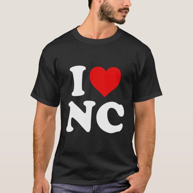 Camiseta Eu Amo Nc Heart North Carolina (Frente)