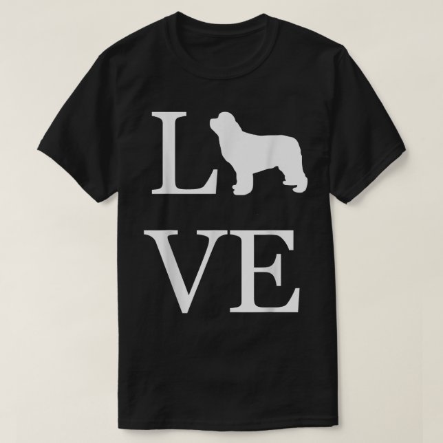 Camiseta Eu Amo Newfoundland Amante de Cão Newfie Branco Gr (Frente do Design)
