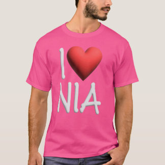 Camiseta Eu Amo Nia Name Personalizado Menina Amiga Hea