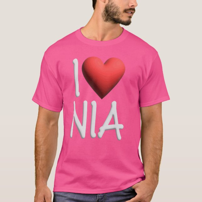 Camiseta Eu Amo Nia Name Personalizado Menina Amiga Hea (Frente)