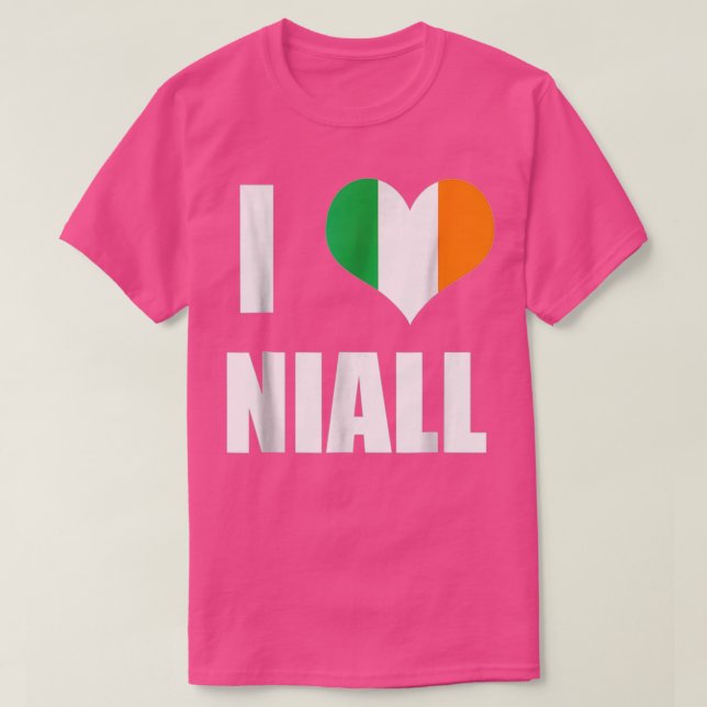 Camiseta Eu Amo Niall Ireland Flag Heart (Frente do Design)