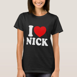 Camiseta Eu Amo Nick, Eu Amo Nome Nick, Coração Vermelho Va