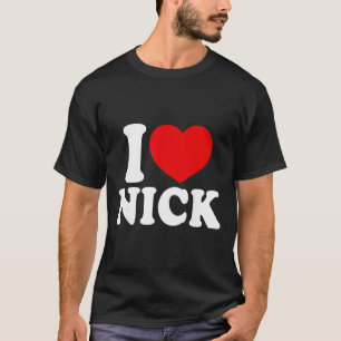 Camiseta Eu Amo Nick, Eu Amo Nome Nick, Coração Vermelho Va