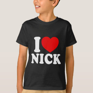 Camiseta Eu Amo Nick, Eu Amo Nome Nick, Coração Vermelho Va