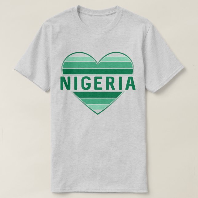 Camiseta Eu Amo Nigéria, Coração nigeriana (Frente do Design)