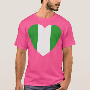 Camiseta Eu Amo Nigéria Heart Shaped Nigerian Flag
