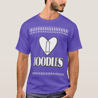 Camiseta Eu amo Noodles Kawaii Instant Ramen Black and Whit
