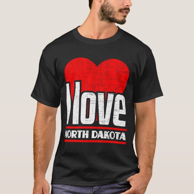 Camiseta Eu amo North Dakota Best Home State I Heart North (Frente)