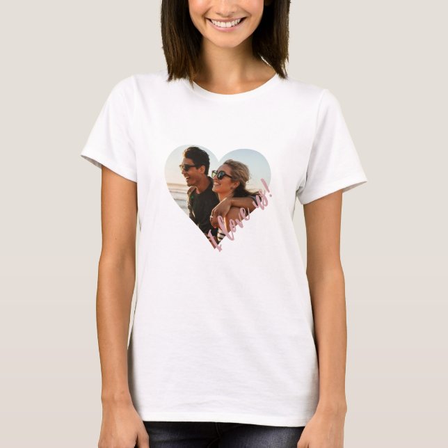 Camiseta Eu amo-nos Script Heart Photo Pink (Frente)