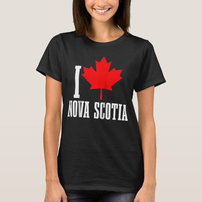 Camiseta Eu amo Nova Escócia Maple Leaf Canada Flag (Frente)
