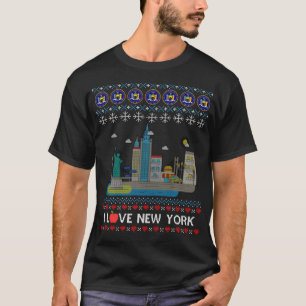 Camiseta Eu Amo Nova York Feliz Natal Ny Cylin Cityscape