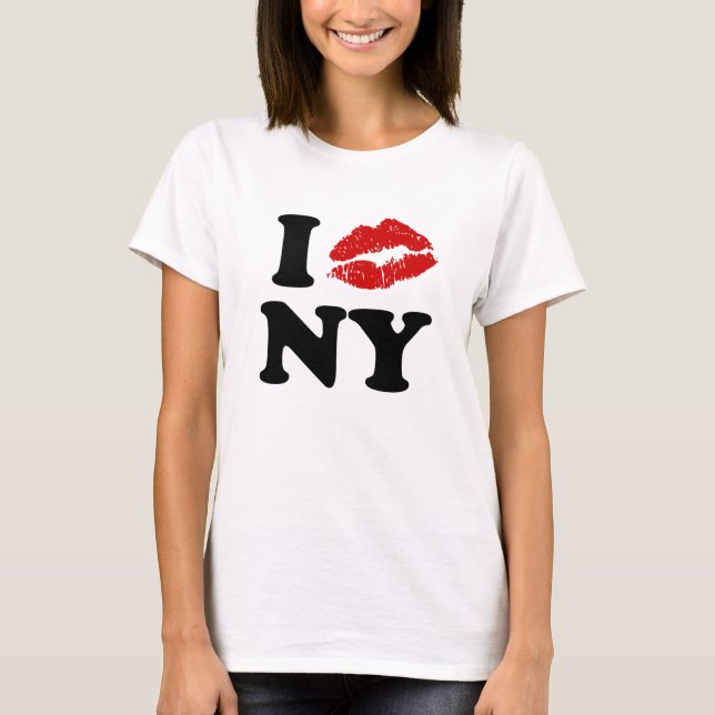 Camiseta Eu Amo Nova York | Lábios de beijaço vermelho xxx (Frente)